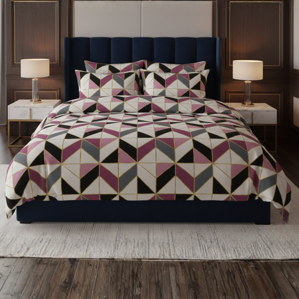 Opulent Pure Cotton Printed Bed Sheet -  King - 3pcs - OPC01