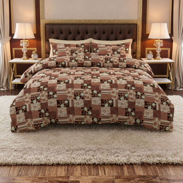 Opulent Pure Cotton Printed Bed Sheet -  King - 3pcs - OPC11