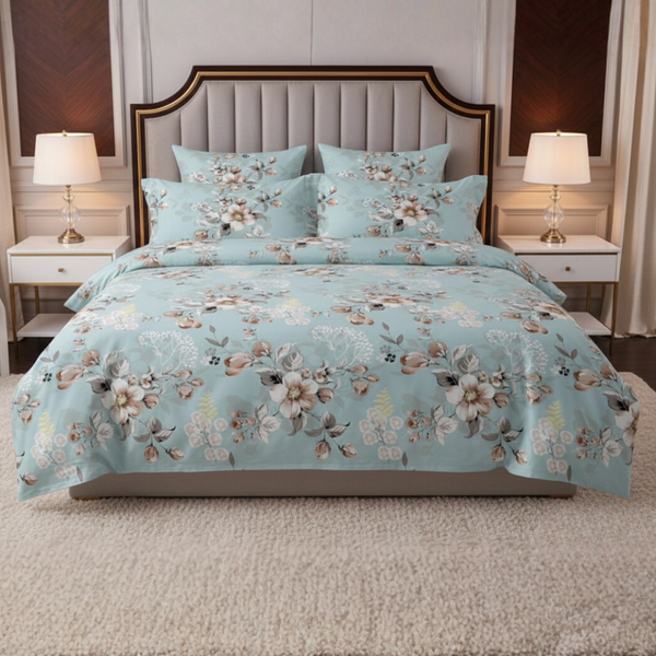 Opulent Pure Cotton Printed Bed Sheet -  King - 3pcs - OPC12