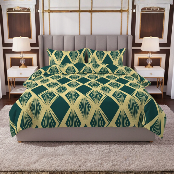 Opulent Pure Cotton Printed Bed Sheet -  King - 3pcs - OPC16