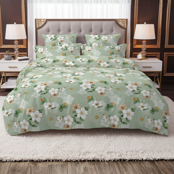 Opulent Pure Cotton Printed Bed Sheet -  King - 3pcs - OPC02