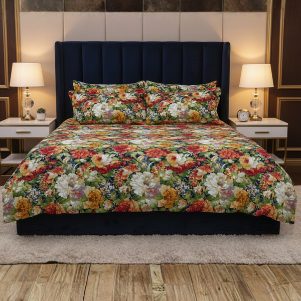 Opulent Pure Cotton Printed Bed Sheet -  King - 3pcs - OPC04