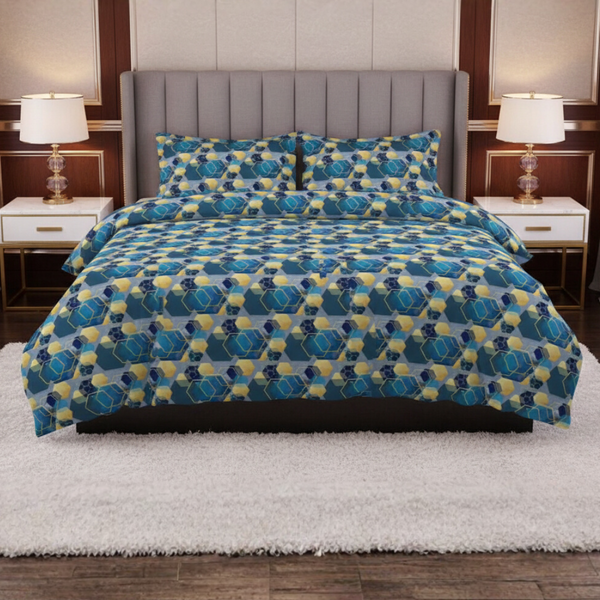 Opulent Pure Cotton Printed Bed Sheet -  King - 3pcs - OPC05