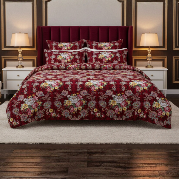 Opulent Pure Cotton Printed Bed Sheet -  King - 3pcs - OPC07