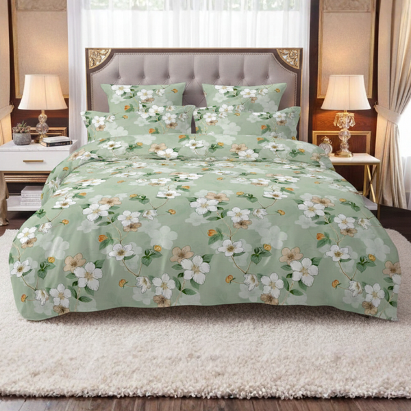 Opulent Pure Cotton Printed Bed Sheet -  King - 3pcs - OPC10