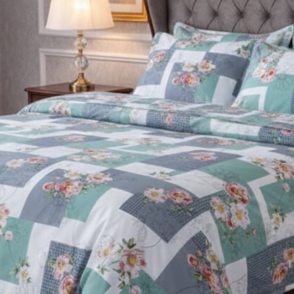 Opulent Pure Cotton Printed Bed Sheet -  King - 3pcs - OPC20