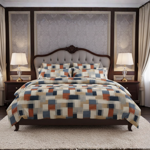 Opulent Pure Cotton Printed Bed Sheet -  King - 3pcs - OPC21